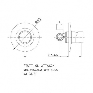 Змішувач для душу Paffoni Light, колір сталь LIG010ST