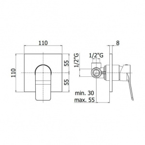 Змішувач для душу Paffoni Tilt із металевою накладкою, колір чорний TI010NO/M