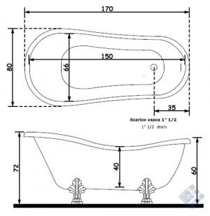 Ванна Gruppo Treesse epoca v5071 хром