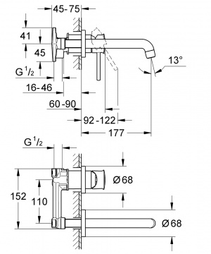 BauClassic Змішувач для раковини, прихованого монтажу (2029200C)