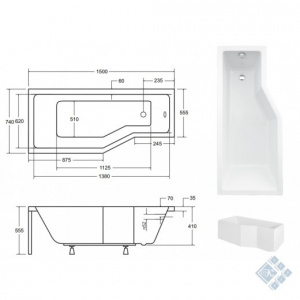 Ванна INTEGRA 150х75 ліва без ніг