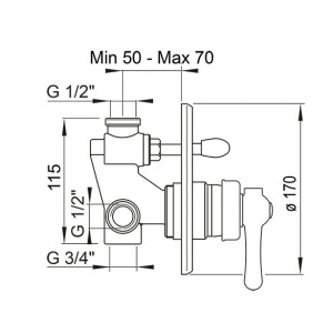 Змішувач прихованого монтажу з перемикачем Ponsi btviacdo02