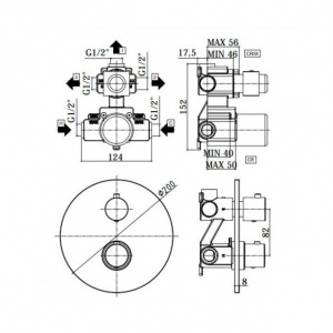 Термостат для душу на 3 споживачі Paffoni Light, колір медове золото LIQ019HGSP