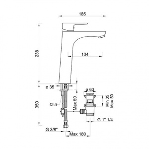 Змішувач для раковини високий Ecostyle Ponsi BTESTCLA02