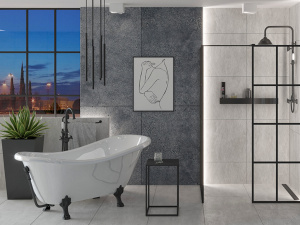 Ванна акрилова OTYLIA ретро 170х77 з ногами чорними