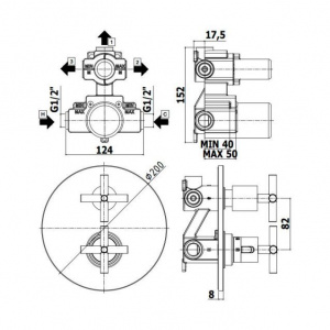 Термостат для душу на 3 споживачі Paffoni Quattro, колір хром QTV019CR