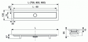 TECElinus 90 см душовий канал в зборі злив під плитку