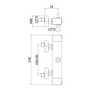 Термостат для душу зі з'єднанням для душової стійки Paffoni Level, колір хром LEQ269RCR