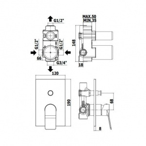 Змішувач для душу Paffoni Tilt, колір хром TI015CR