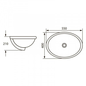 Умивальник Volle 55x40 врізний