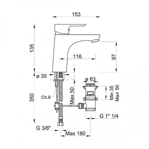 Змішувач для раковини Ecostyle Ponsi BTESTCLA01