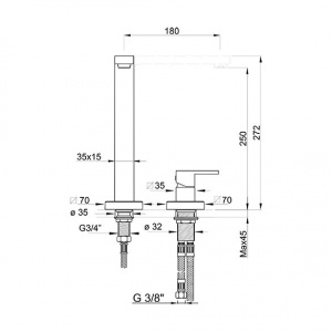 Змішувач для раковини високий Italia R Ponsi btitrcla09