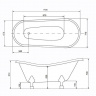 Ванна акриловая OTYLIA ретро 170х77 черная снаружи черная внутри с ногами хром отдельностоящая
