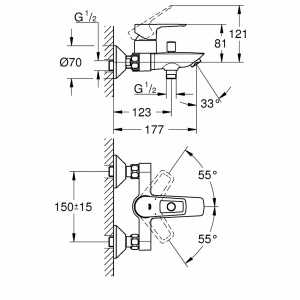 BauLoop New Одноважільний змішувач для ванни (23603001)
