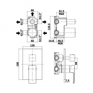 Змішувач для ванни/душу на 3 споживача Paffoni Level, колір хром LES019CR
