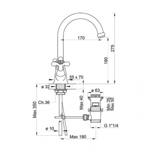 Змішувач для раковини високий Ponsi btviacla33