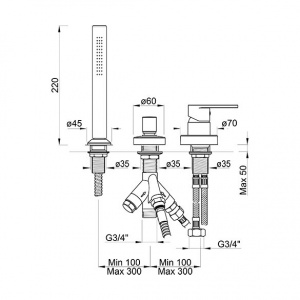 Змішувач врізний Ponsi btvercva04