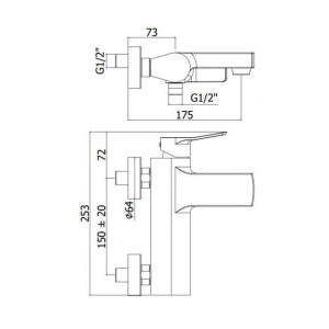 Змішувач для ванни Paffoni Tilt, колір хром TI022CR
