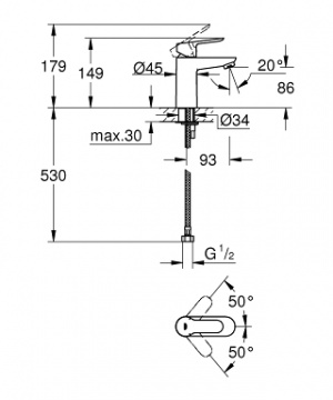 Змішувач для раковини Grohe BauEdge 32858000 хром одноважільний S-Size