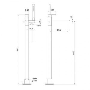 Змішувач окремостоящий Ponsi btitrcva05
