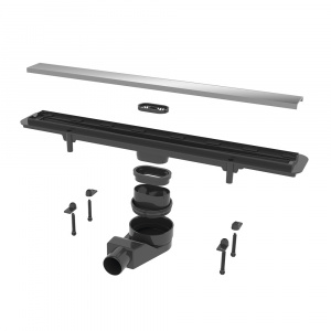 Душовий канал Waterway Stream 70 см корпус чорний 2 стороння решітка нержавіюча сталь (wsb700001n1)