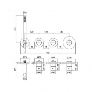 Термостат для душу/ванни Paffoni Modular Box, колір медове золото MDE000HG