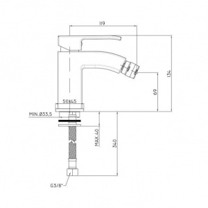 Змішувач для біде Paffoni Level, без донного клапана, LES131CR