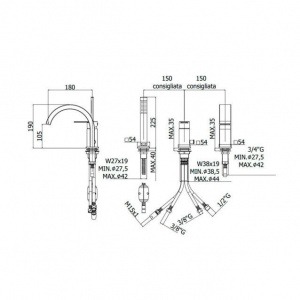 Змішувач на борт ванни Paffoni West з душовим гарнітуром, колір хром WS040LCR