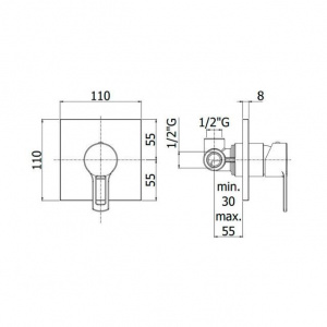 Змішувач для душу Paffoni West з металевою накладкою, колір хром WS010CR/M