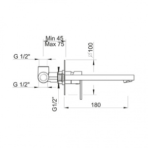 Змішувач для раковини прихованого монтажу Ponsi btvercla09
