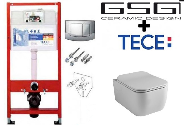 Інсталяція TECEbase 9400405 та унітаз GSG Brio rimless with smart clean flushing system