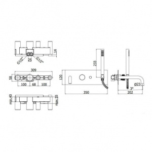 Змішувач для ванни Paffoni Jo, чорний колір JO001NO