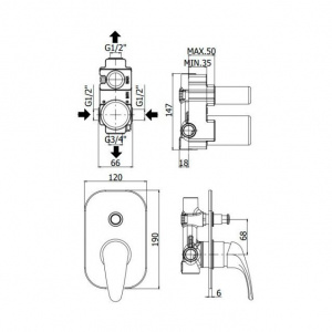 Змішувач для душу Paffoni Nettuno due, колір хром ND015CR