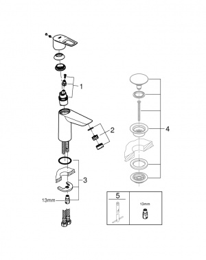 BauLoop New Одноважільний змішувач для раковини M-Size без донного клапана (23917001)