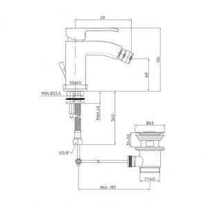 Змішувач для біде Paffoni Level, з донним клапаном, LES135CR