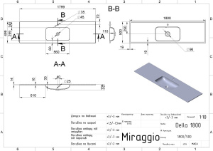 Умивальник DELLA 1800 MIRASOFT