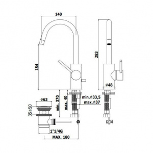 Змішувач для раковини високий Paffoni Light, з донним клапаном LIG078ST