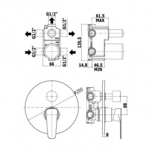 Змішувач для ванни/душу на 3 споживача Paffoni Sly, колір хром SY019CR