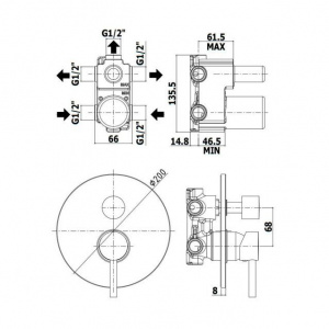 Змішувач для ванни/душу на 3 споживача Paffoni Stick, колір хром SK019CR