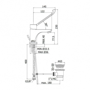 Змішувач для раковини Paffoni Red, з донним клапаном RED305CR