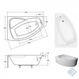Ванна акрилова RIMA 150х95 Ліва (соло) без ніг