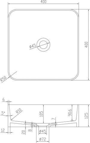 Раковина Volle 40x40 solid Surface накладна кам'яна