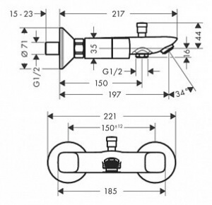 Змішувач Hansgrohe logis 71243000 для ванни з душем