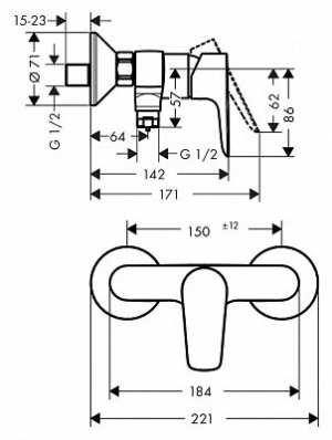 Змішувач Hansgrohe talis e 71760000 для душу