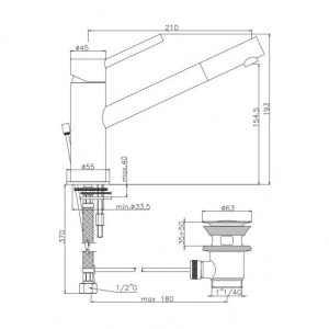Змішувач для раковини Paffoni Birillo, з донним клапаном BI085CR