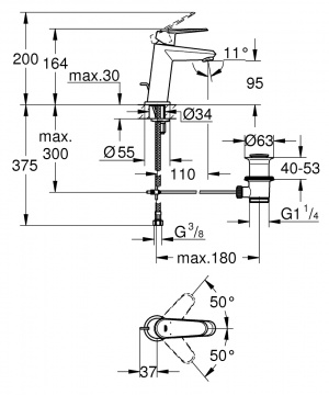 Змішувач для раковини Grohe Eurodisc Cosmopolitan 23049002 хром одноважільний S-Size