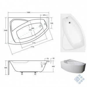 Ванна акрилова RIMA 170х110 Ліва (соло) без ніг