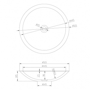 Раковина Volle 51,5x51,5 solid Surface накладна кам'яна