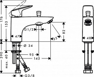 Змішувач Hansgrohe logis 71312000 на борт ванни
